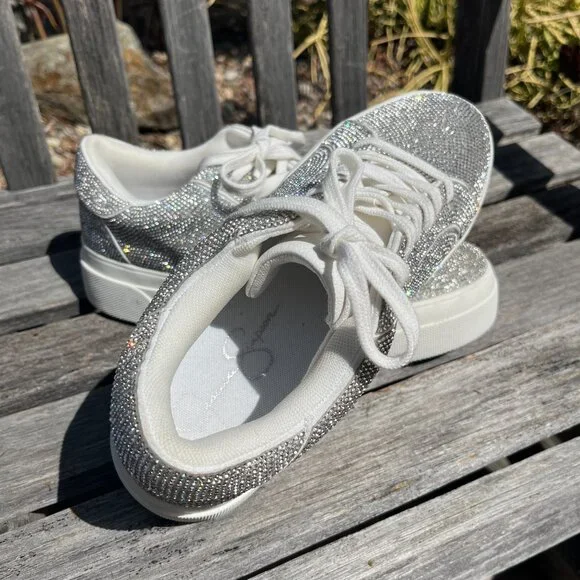 Jessica Simpson Cherello Comirra New Rhinestone Platform Sneakers, Size 8.5 - Picture 4 of 15